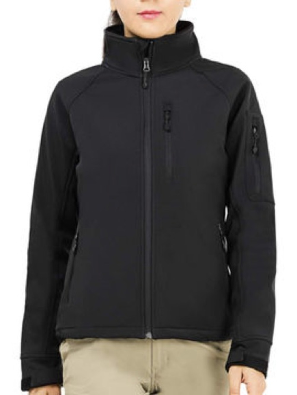 Women’s Black Softshell Jacket with Hood - XL